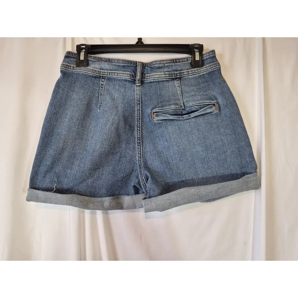 Anthropologie Pilcro Rolled Single Back Welt Pocket Cotton Denim Shorts 25 - Picture 8 of 11